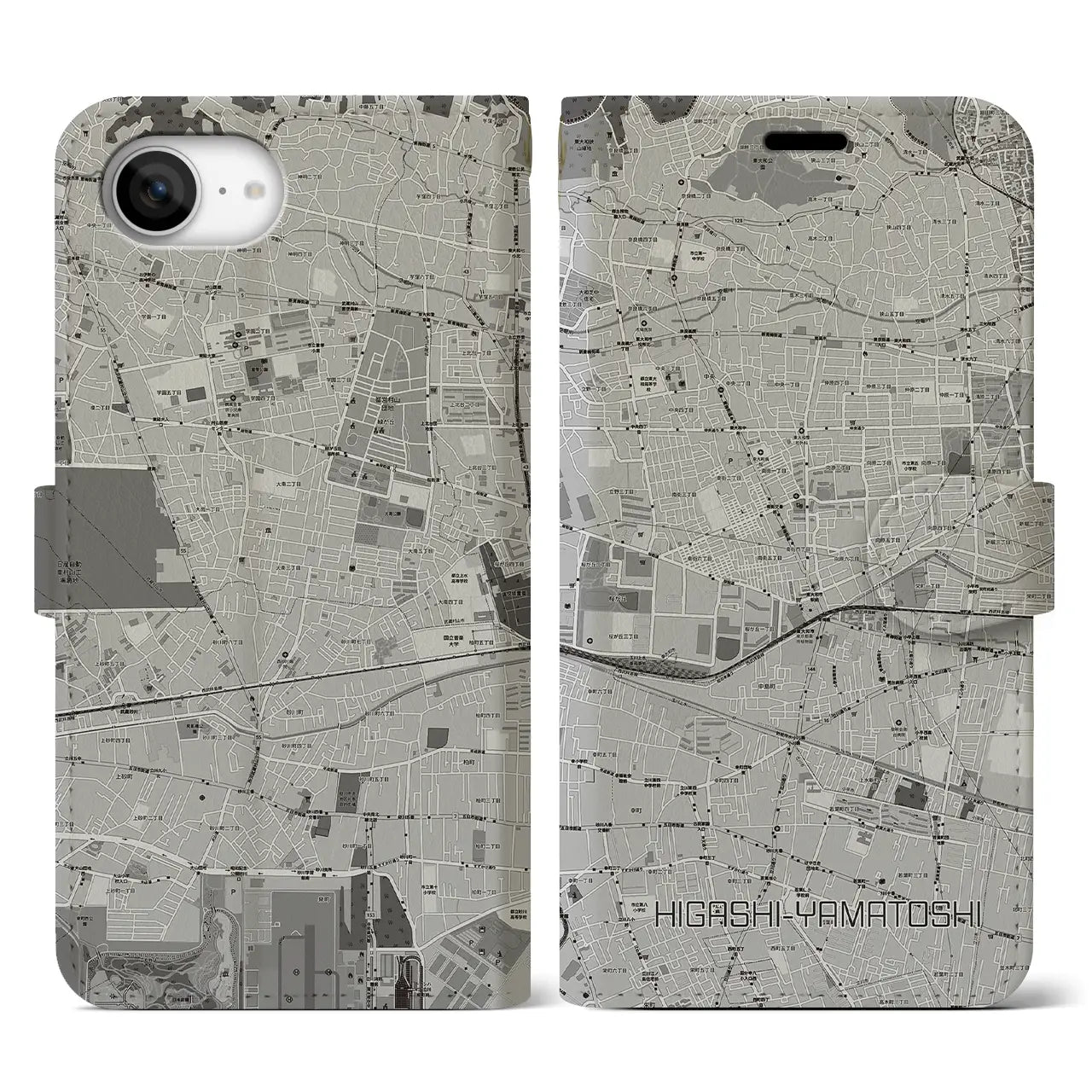 【東大和市(東京都)】地図柄iPhoneケース(手帳タイプ)