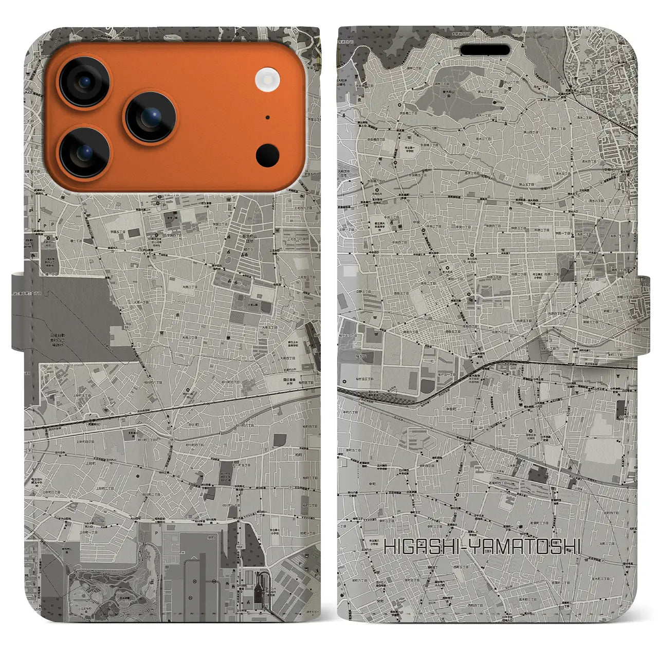 【東大和市(東京都)】地図柄iPhoneケース(手帳タイプ)