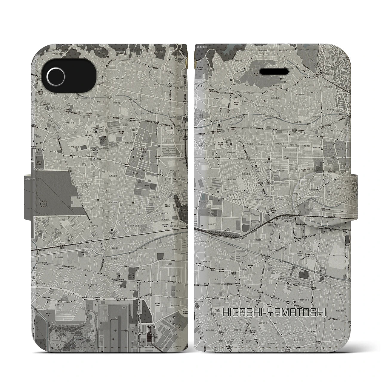 【東大和市(東京都)】地図柄iPhoneケース(手帳タイプ)
