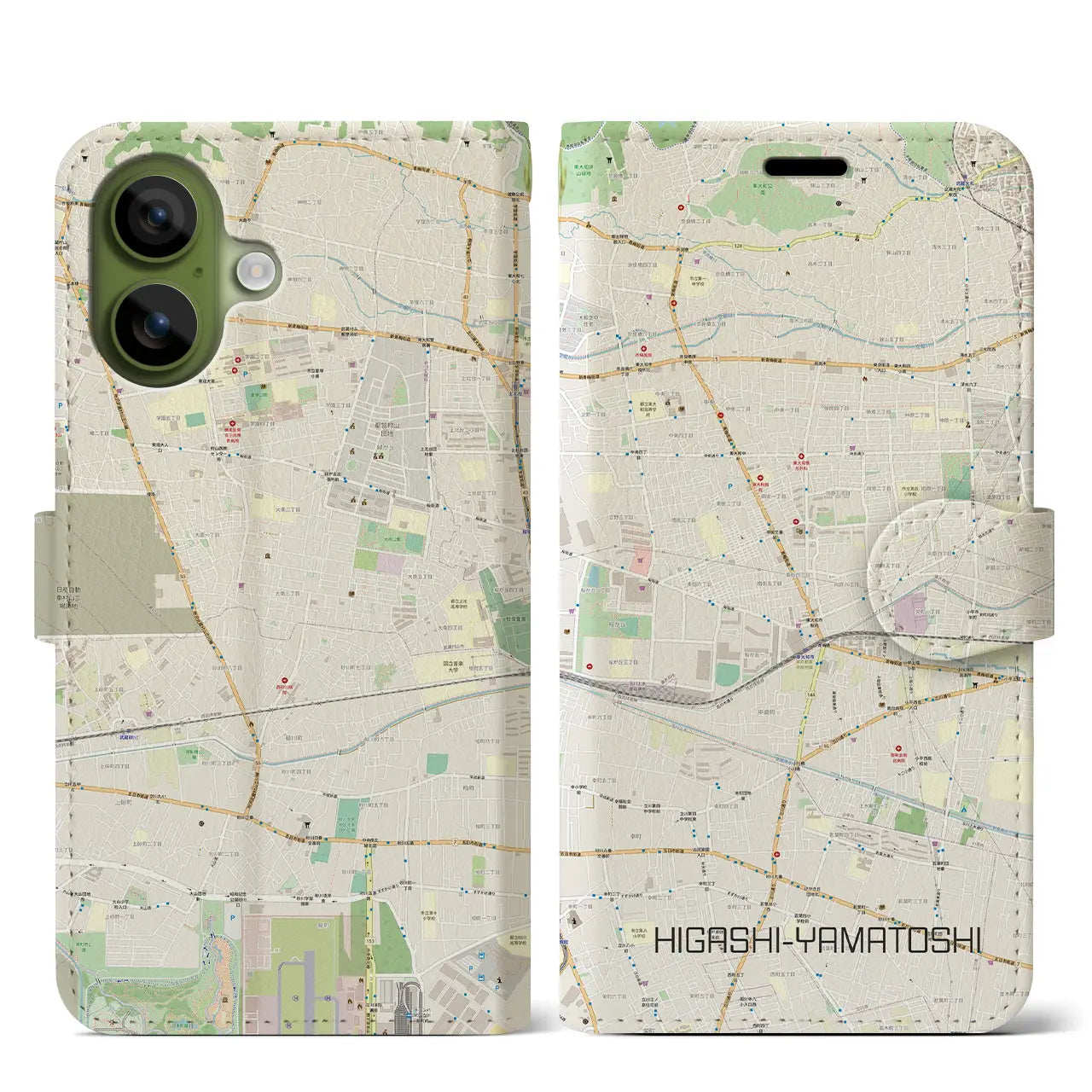 【東大和市(東京都)】地図柄iPhoneケース(手帳タイプ)