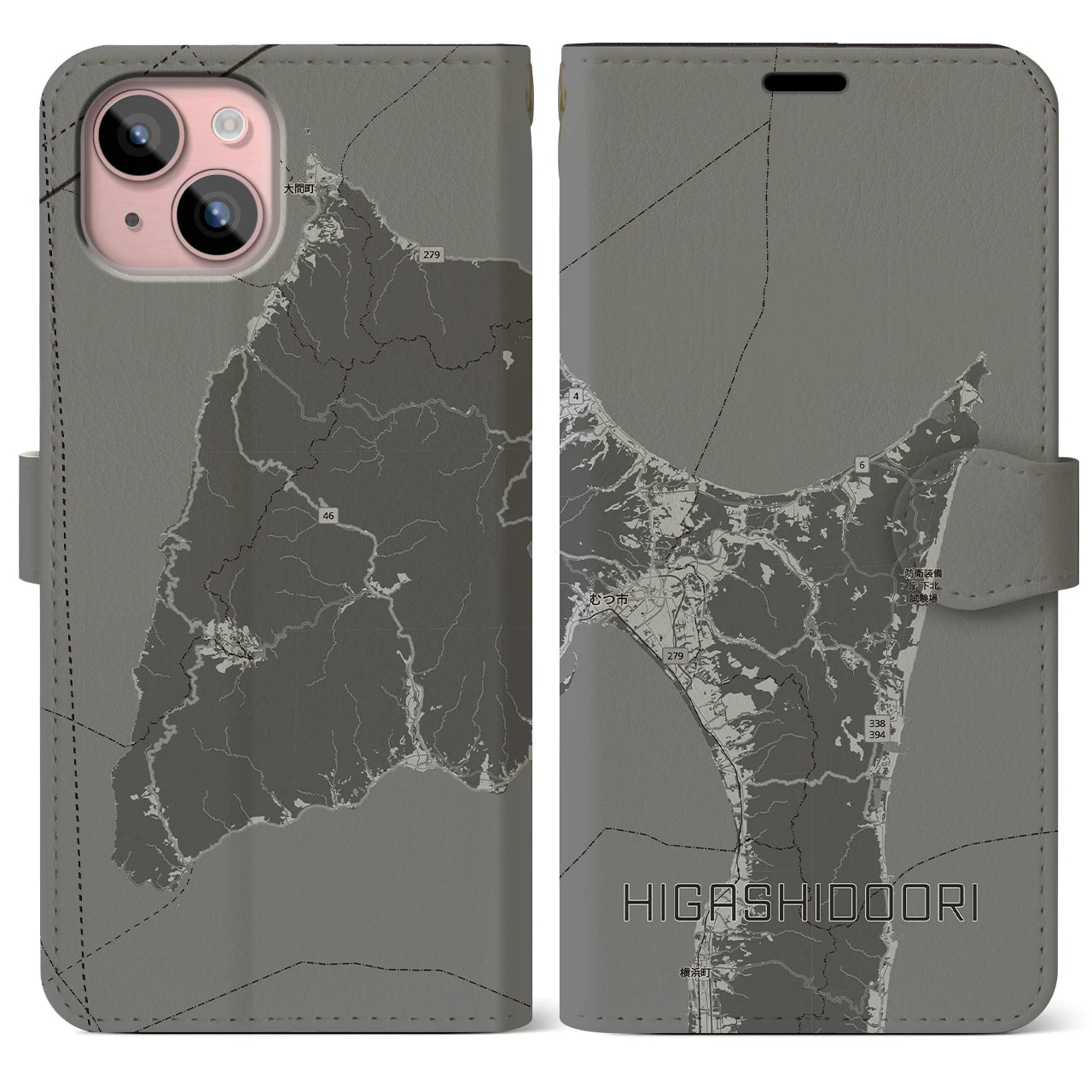 【東通(青森県)】地図柄iPhoneケース(手帳タイプ)