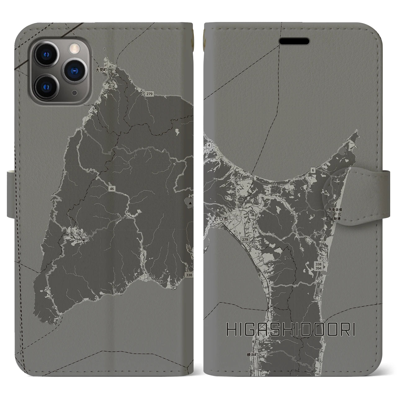 【東通(青森県)】地図柄iPhoneケース(手帳タイプ)
