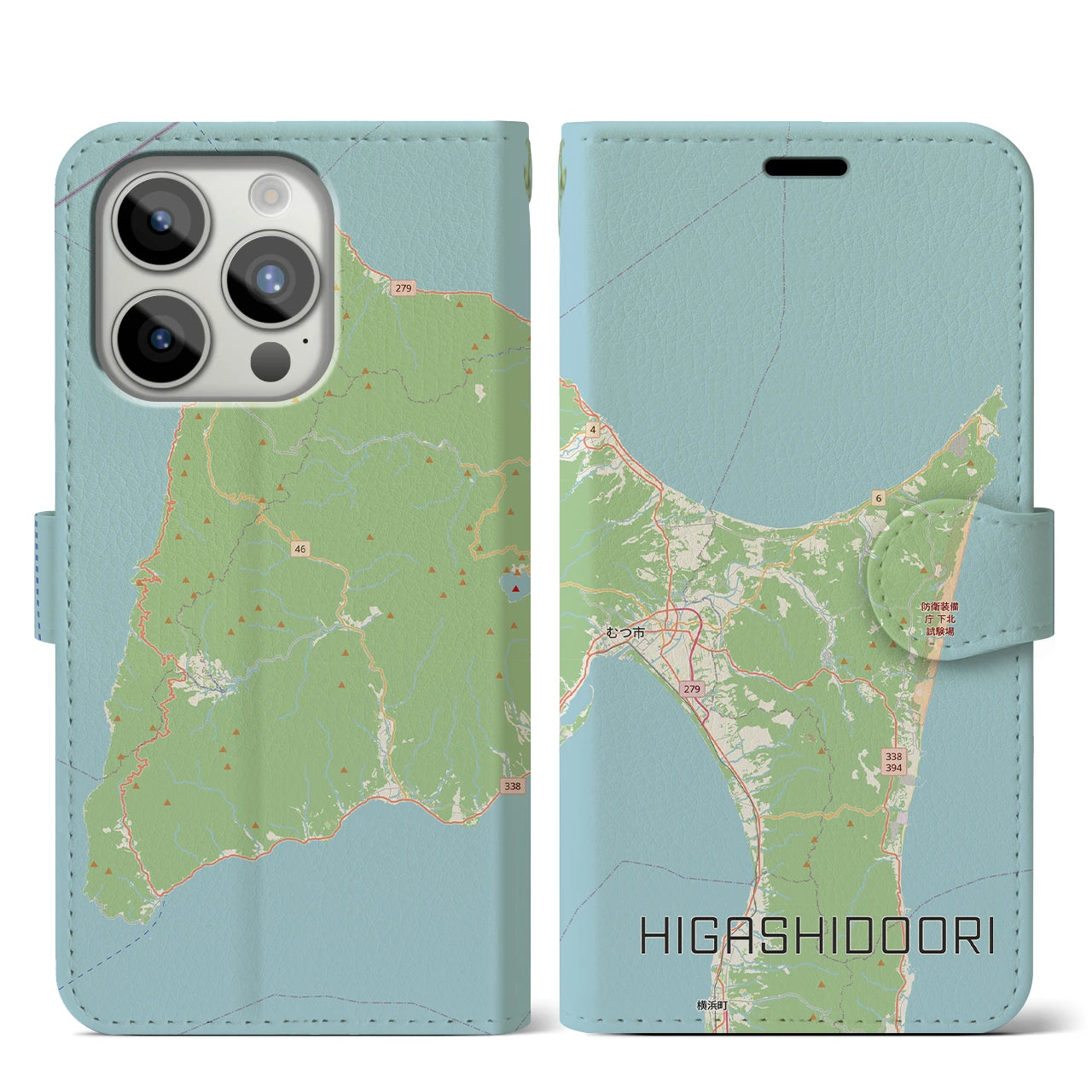 【東通(青森県)】地図柄iPhoneケース(手帳タイプ)