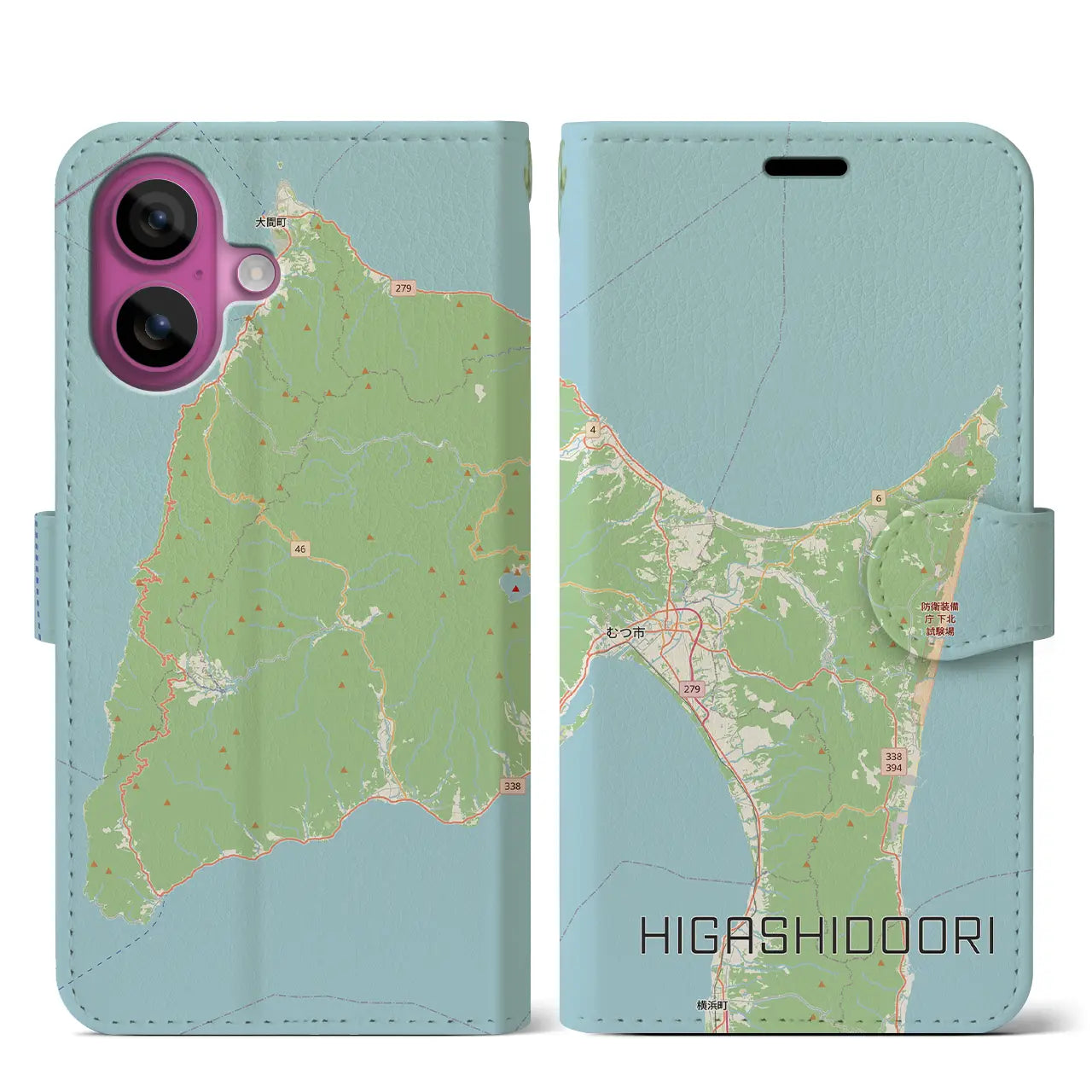【東通(青森県)】地図柄iPhoneケース(手帳タイプ)
