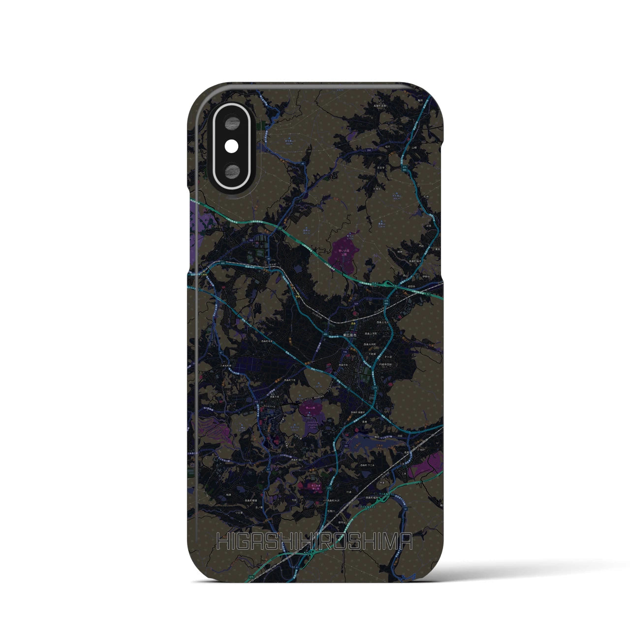 【東広島(広島県)】地図柄iPhoneケース(バックカバータイプ)