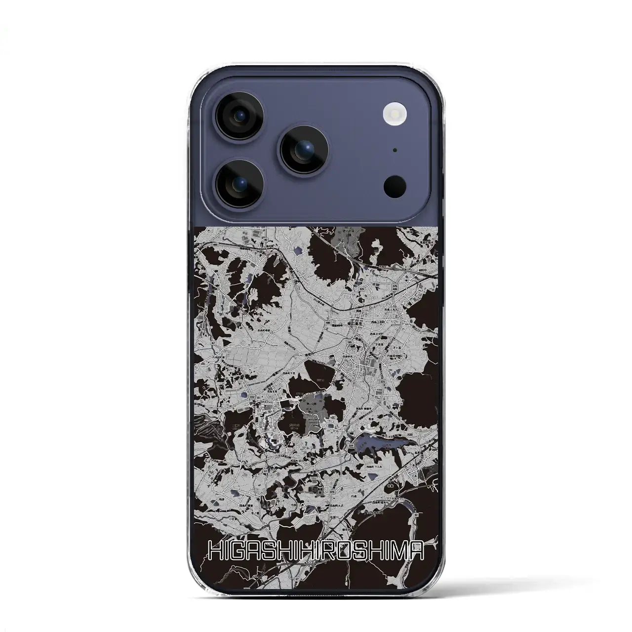 【東広島(広島県)】地図柄iPhoneケース(クリアタイプ)モノトーン・iPhone 17 Pro Max 用