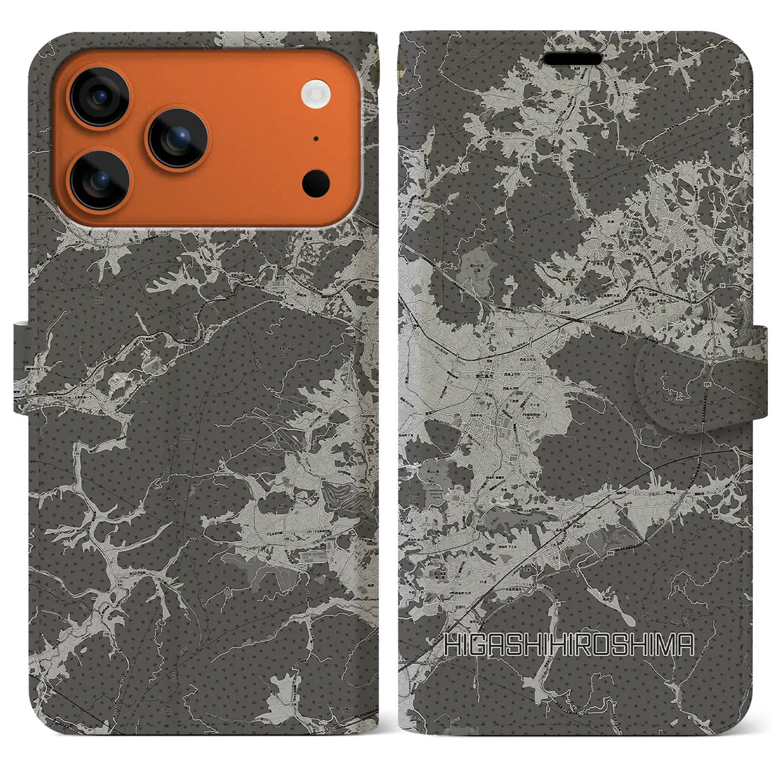 【東広島(広島県)】地図柄iPhoneケース(手帳タイプ)
