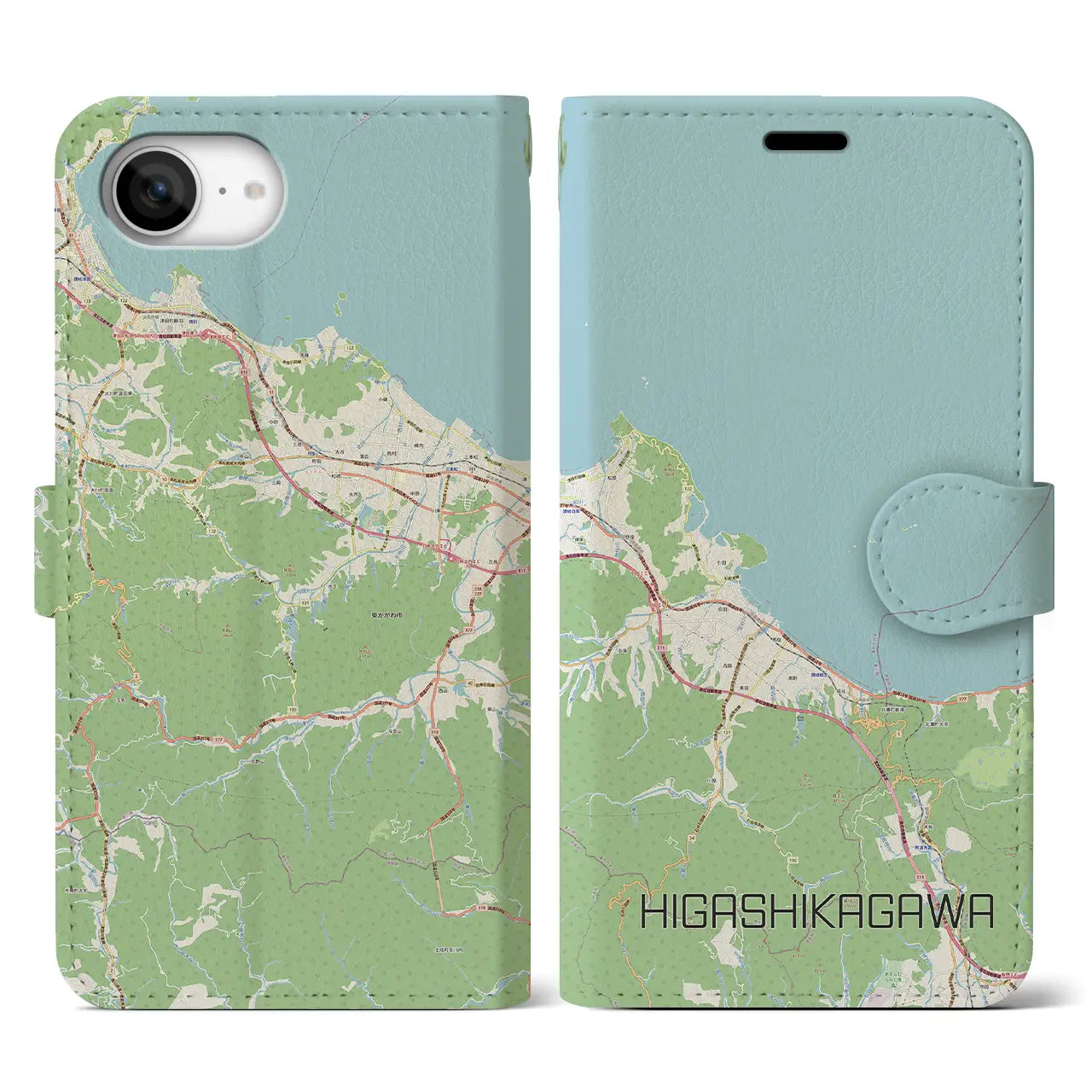 【東かがわ(香川県)】地図柄iPhoneケース(手帳タイプ)