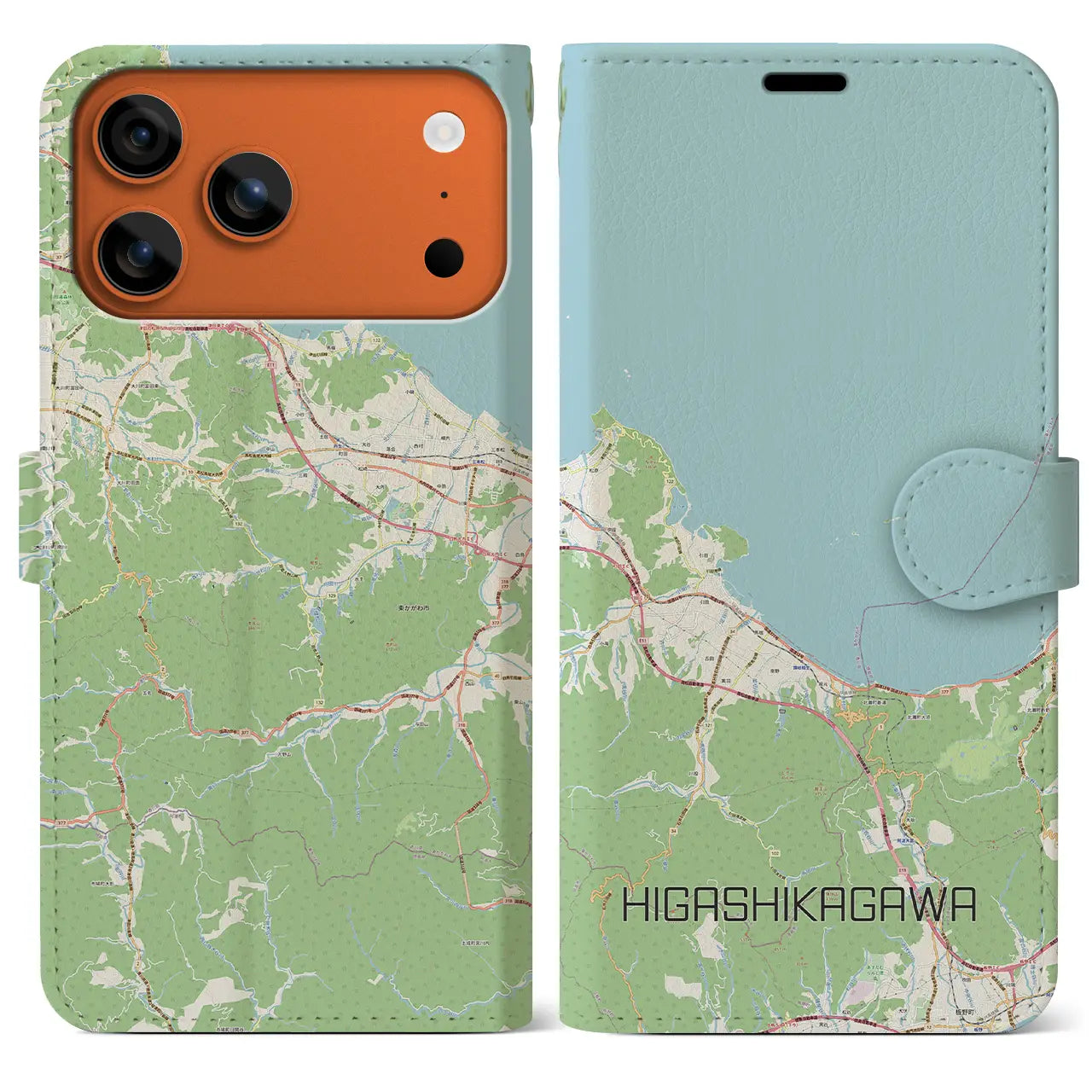 【東かがわ(香川県)】地図柄iPhoneケース(手帳タイプ)