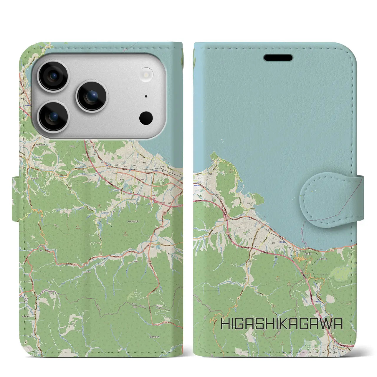 【東かがわ(香川県)】地図柄iPhoneケース(手帳タイプ)ナチュラル・iPhone 17 Pro Max 用