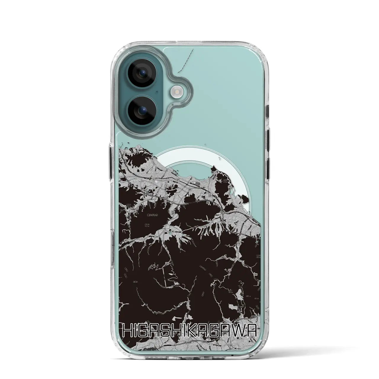 【東かがわ(香川県)】地図柄iPhoneケース(MagSafeタイプ)モノトーン・iPhone 16 Pro 用