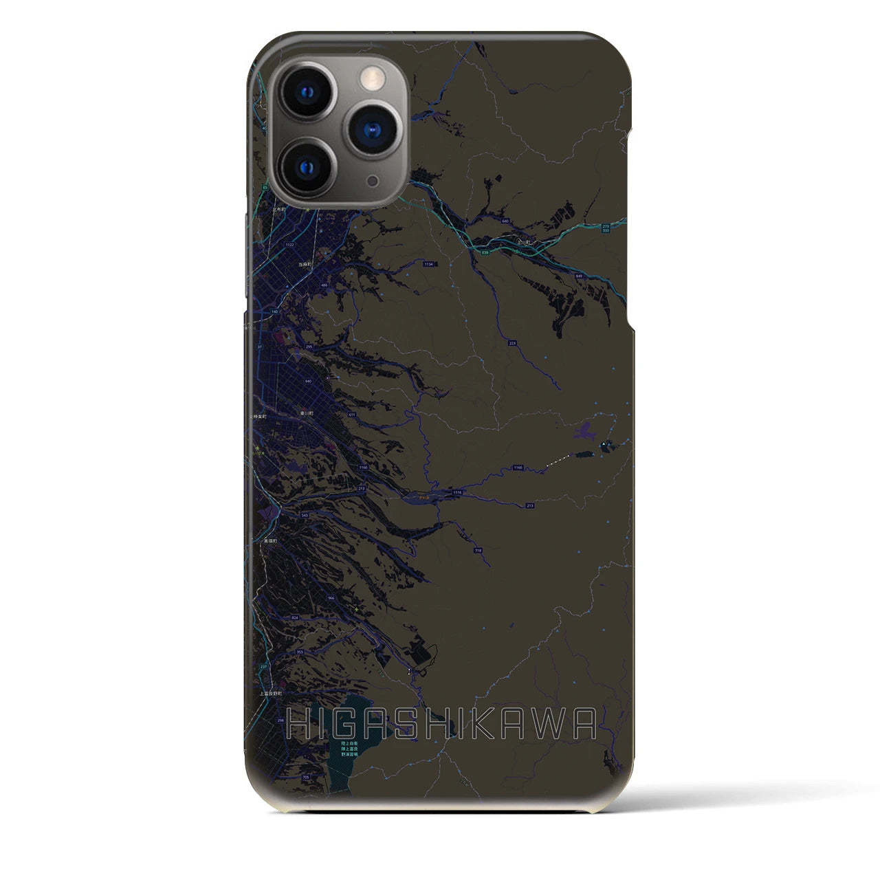 【東川(北海道)】地図柄iPhoneケース(バックカバータイプ)