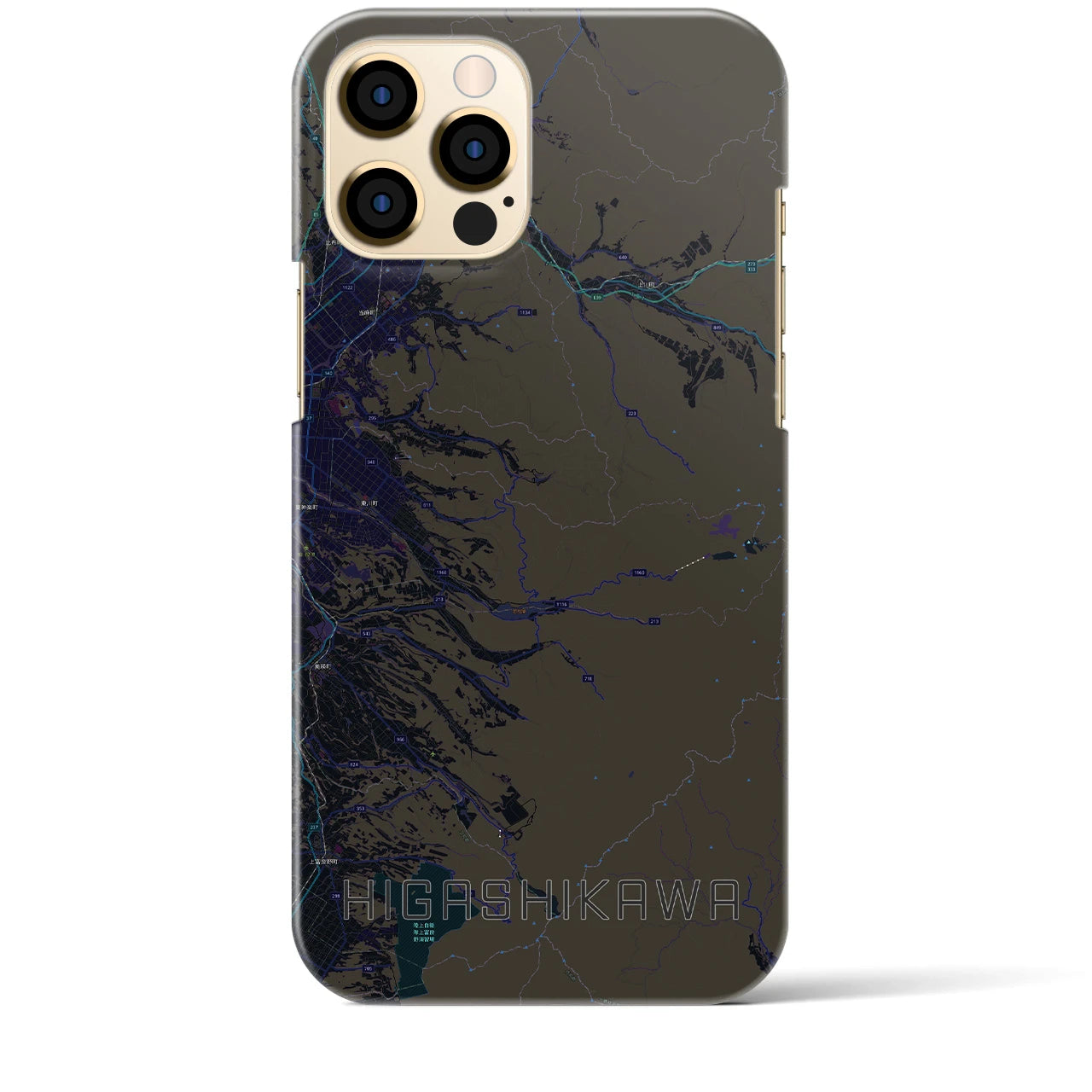 【東川(北海道)】地図柄iPhoneケース(バックカバータイプ)