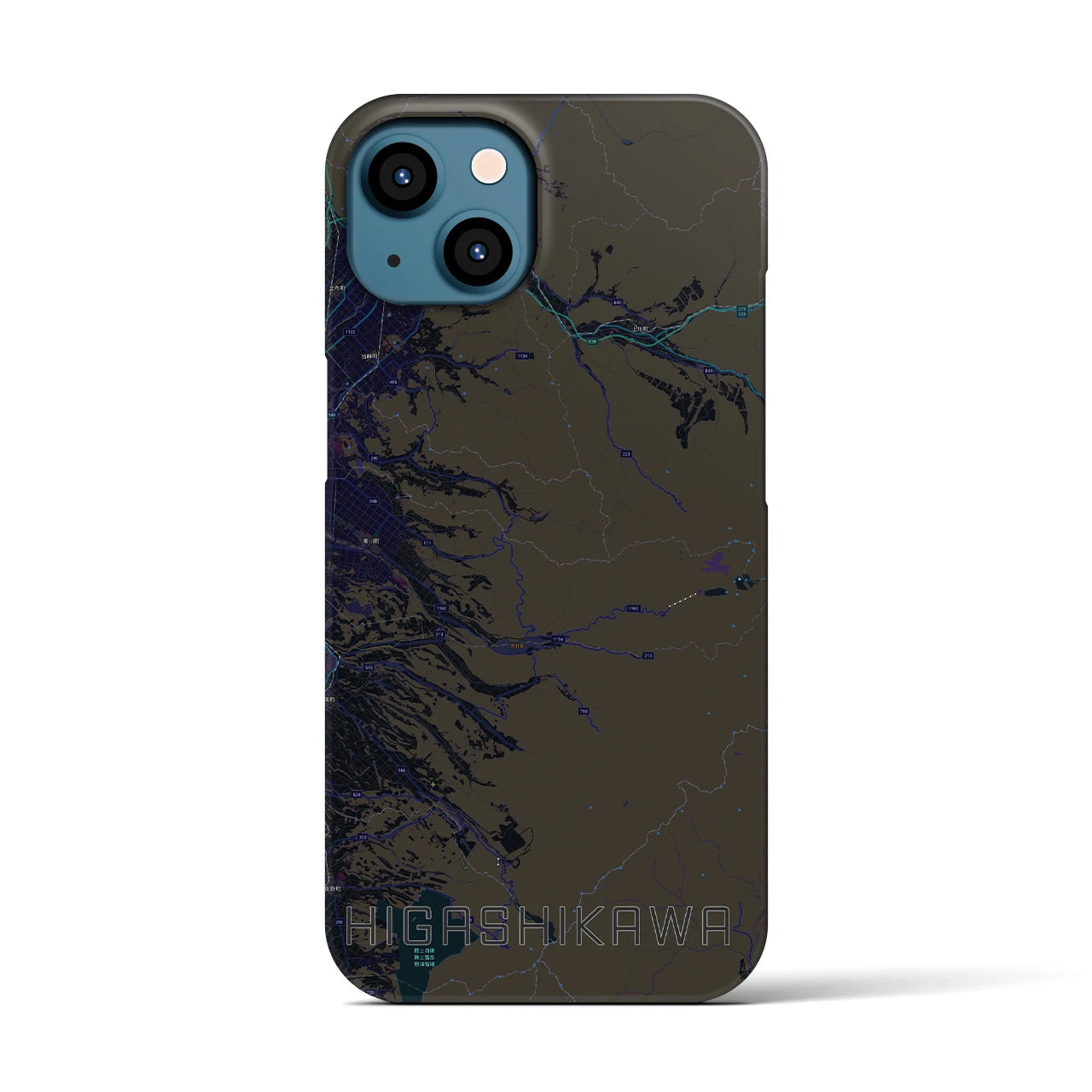 【東川(北海道)】地図柄iPhoneケース(バックカバータイプ)