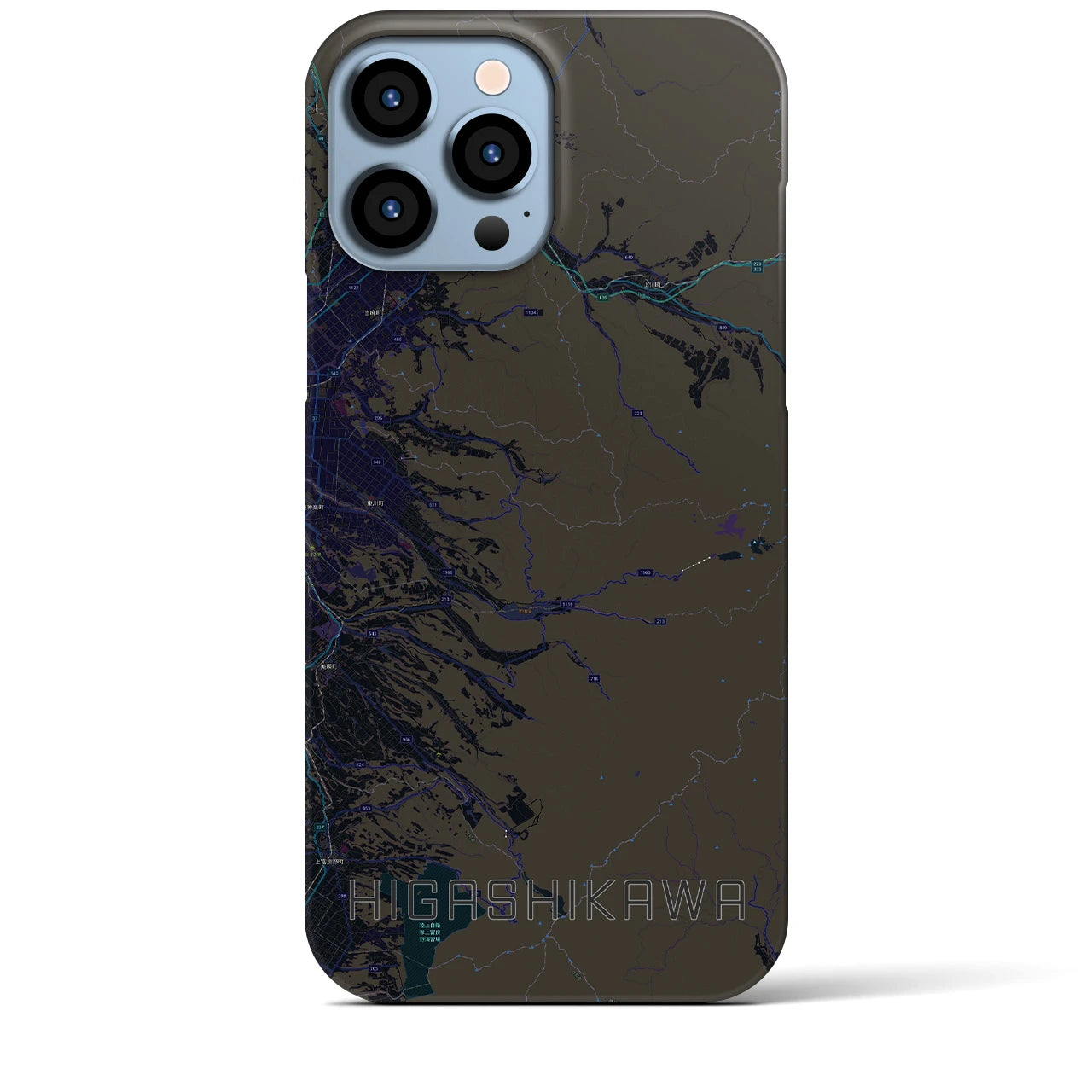 【東川(北海道)】地図柄iPhoneケース(バックカバータイプ)