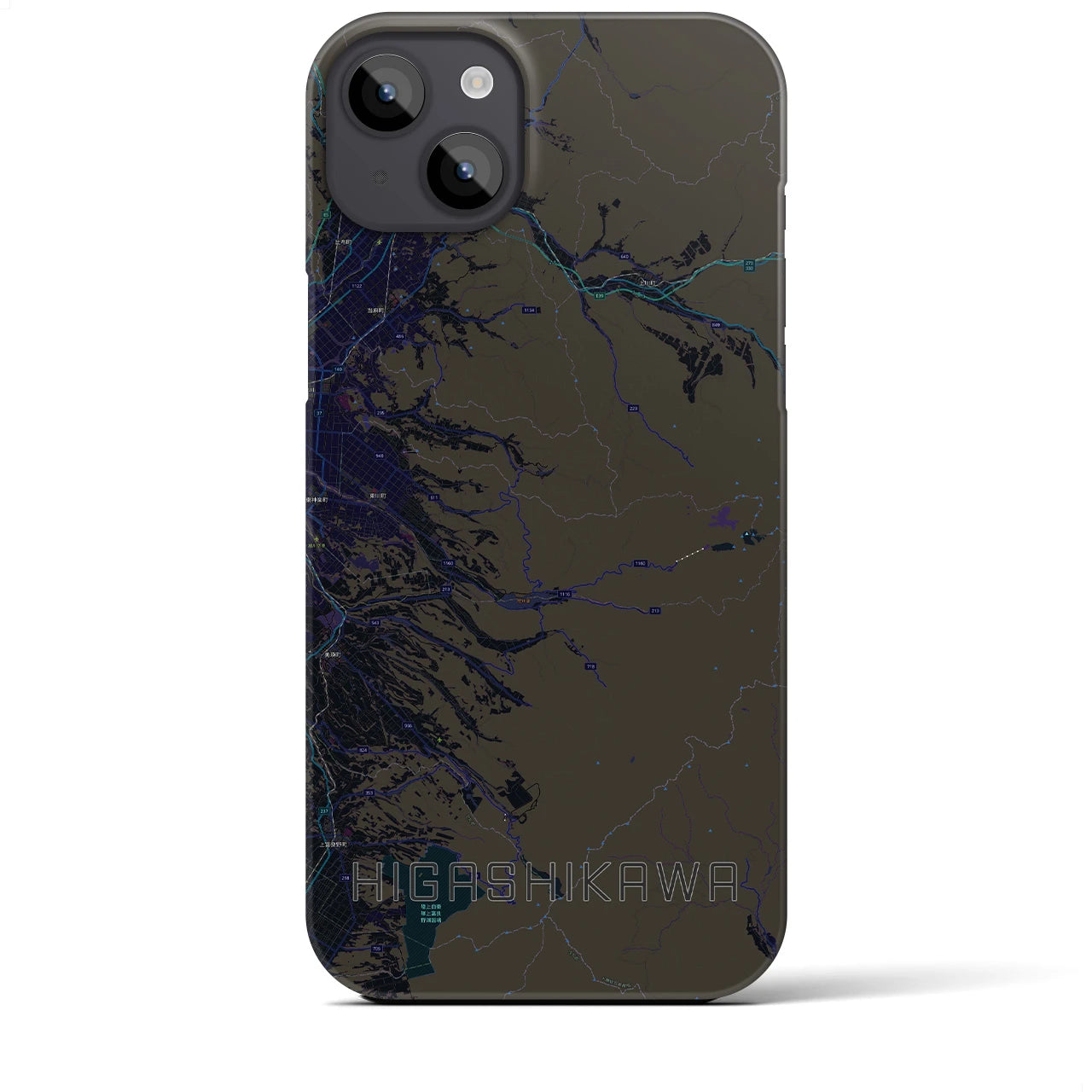 【東川(北海道)】地図柄iPhoneケース(バックカバータイプ)