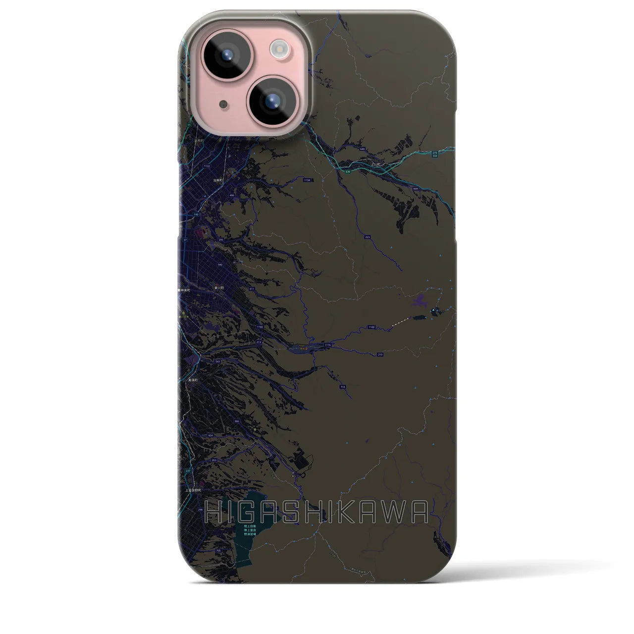 【東川(北海道)】地図柄iPhoneケース(バックカバータイプ)