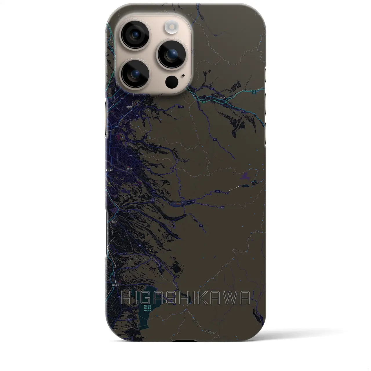 【東川(北海道)】地図柄iPhoneケース(バックカバータイプ)