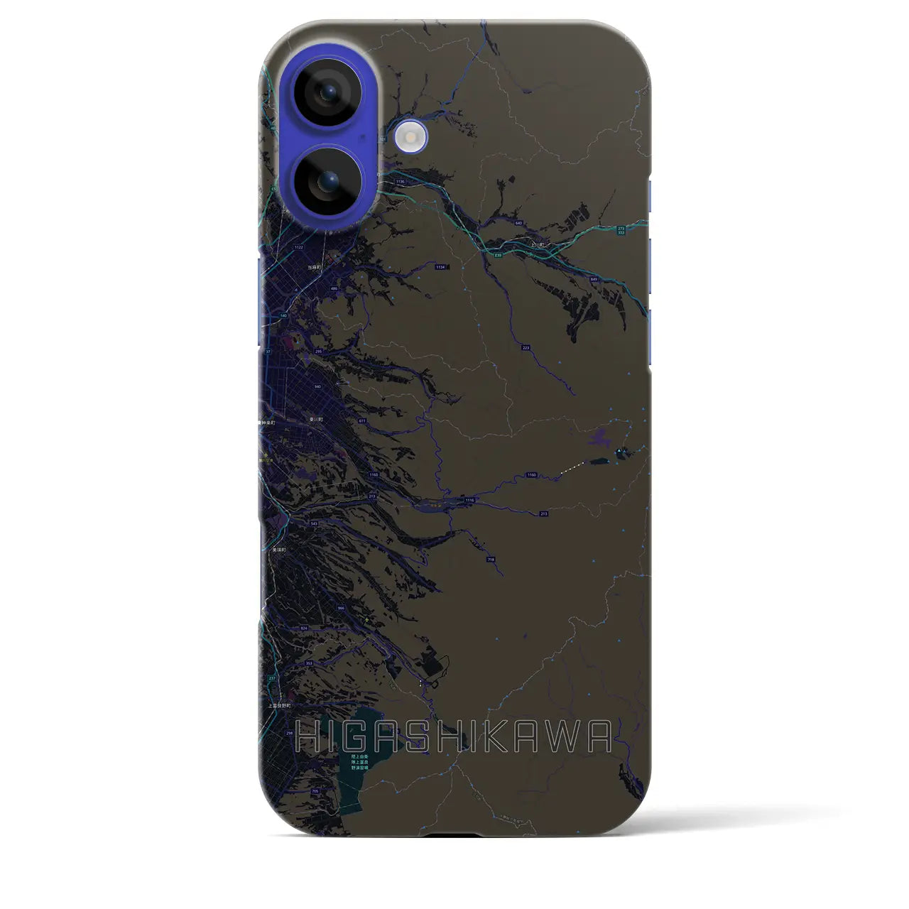 【東川(北海道)】地図柄iPhoneケース(バックカバータイプ)