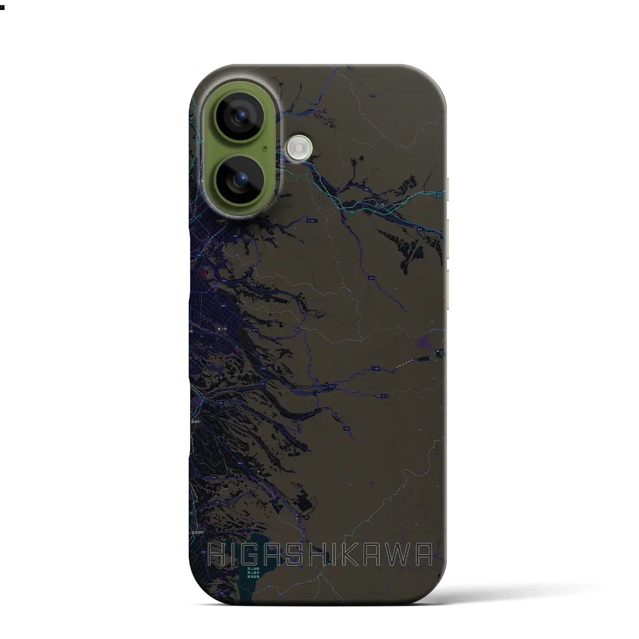 【東川(北海道)】地図柄iPhoneケース(バックカバータイプ)