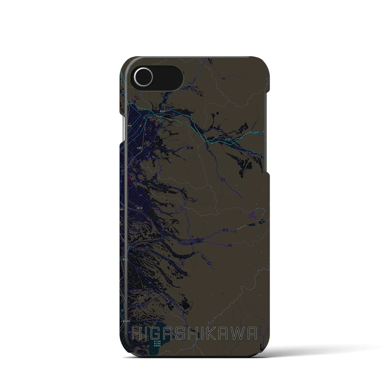 【東川(北海道)】地図柄iPhoneケース(バックカバータイプ)