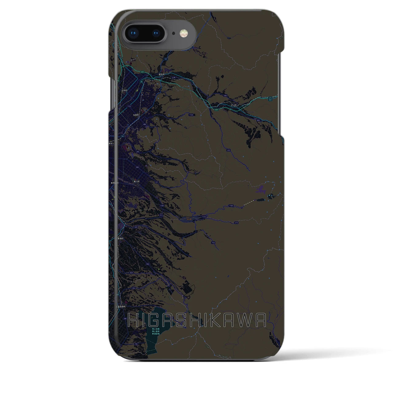 【東川(北海道)】地図柄iPhoneケース(バックカバータイプ)