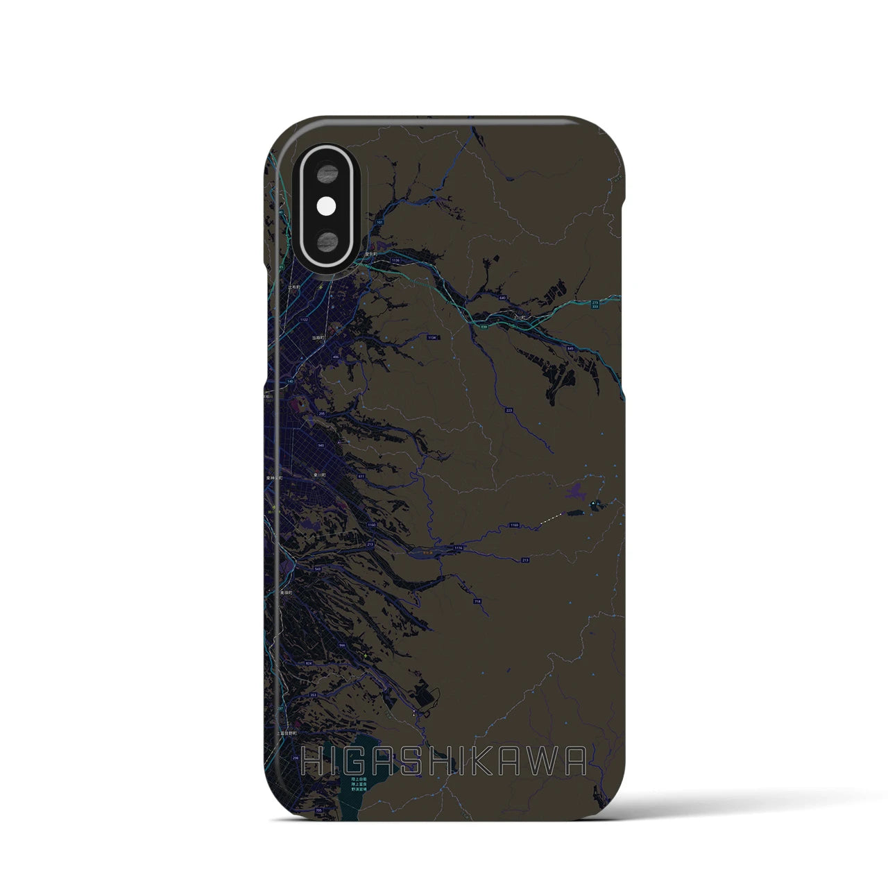 【東川(北海道)】地図柄iPhoneケース(バックカバータイプ)