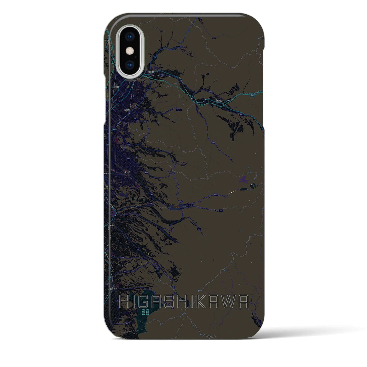 【東川(北海道)】地図柄iPhoneケース(バックカバータイプ)