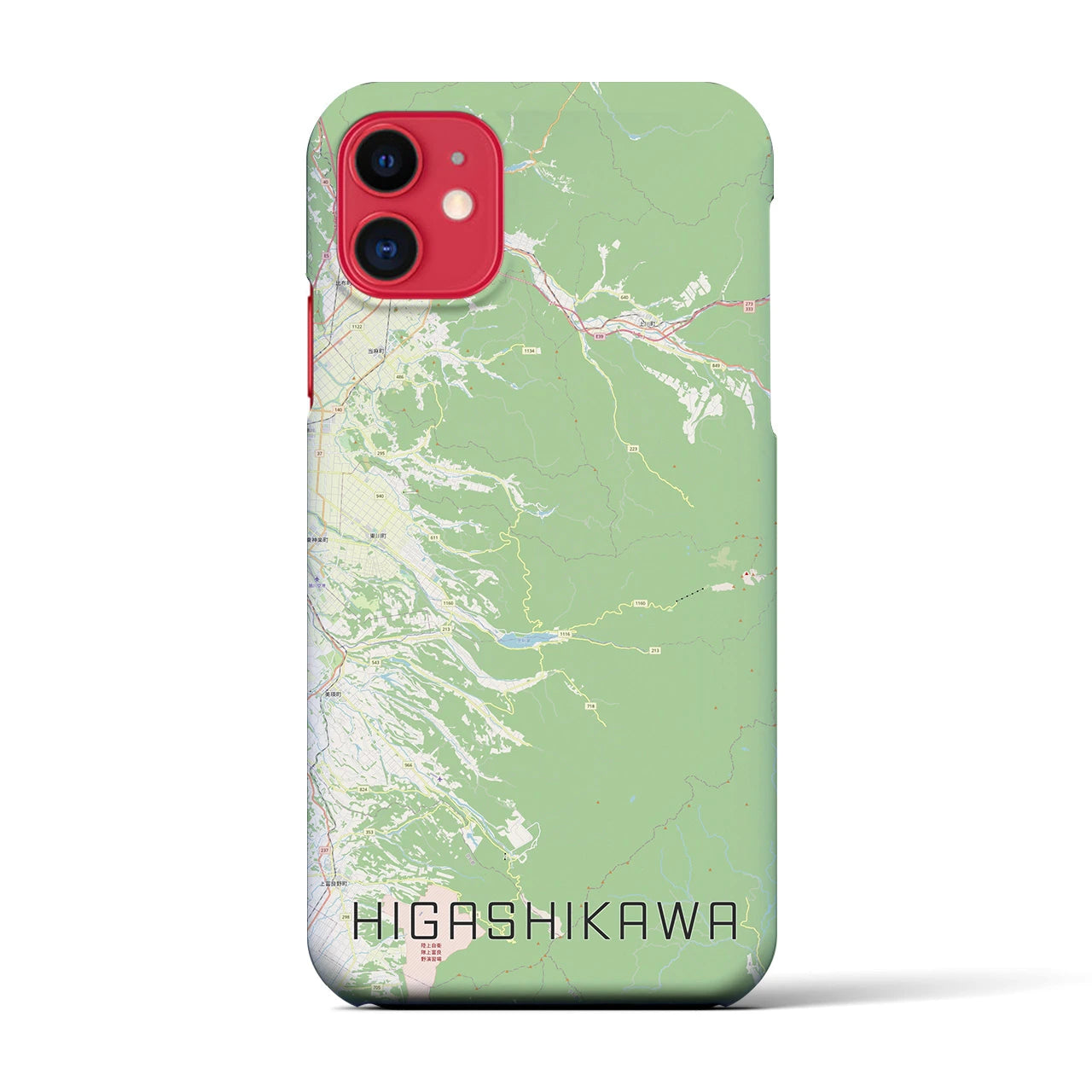 【東川(北海道)】地図柄iPhoneケース(バックカバータイプ)