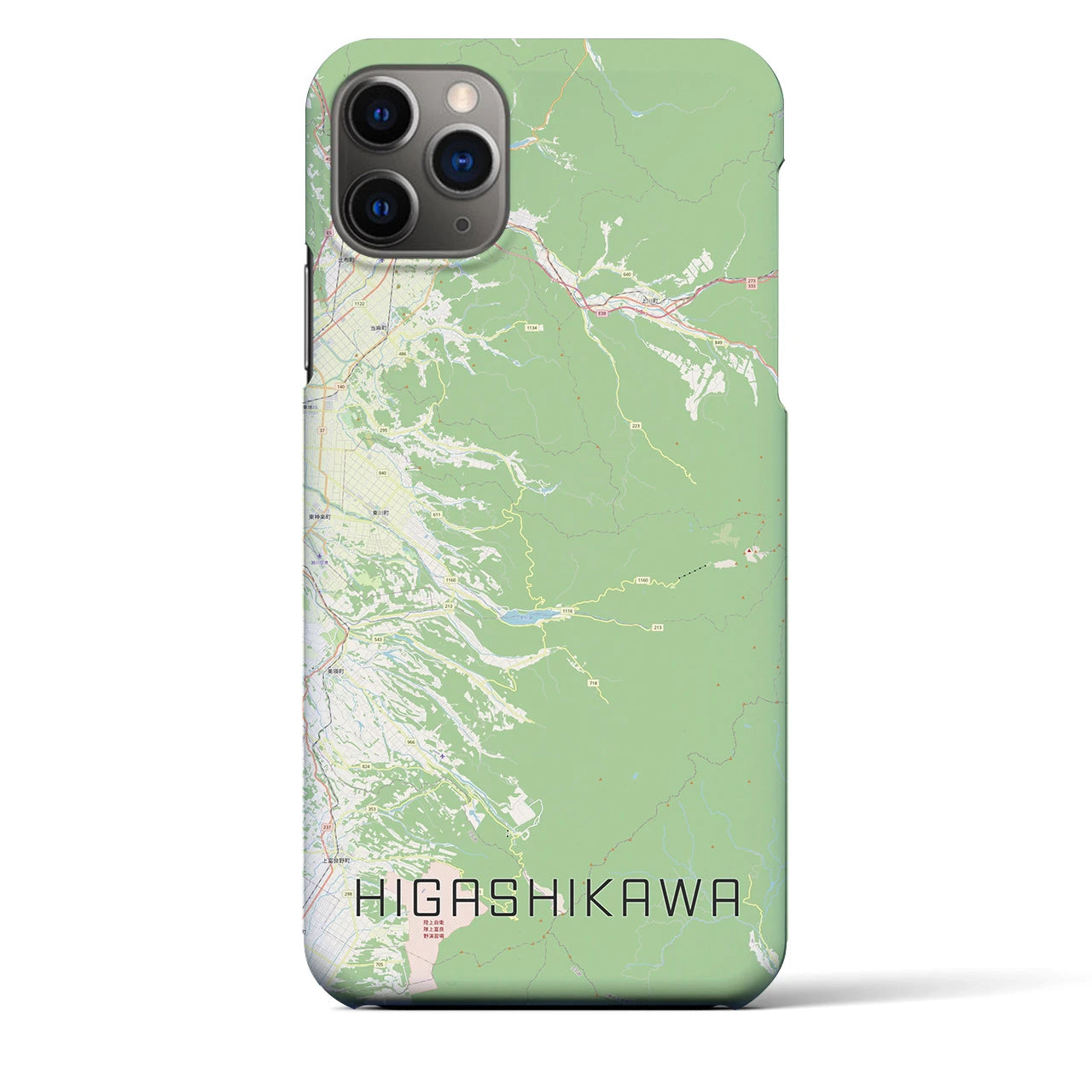 【東川(北海道)】地図柄iPhoneケース(バックカバータイプ)