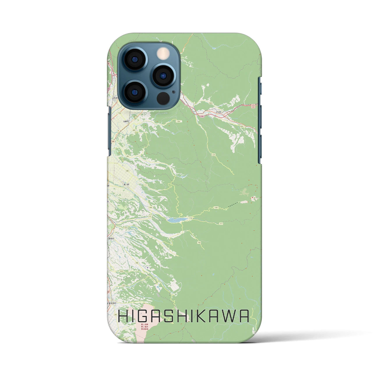 【東川(北海道)】地図柄iPhoneケース(バックカバータイプ)