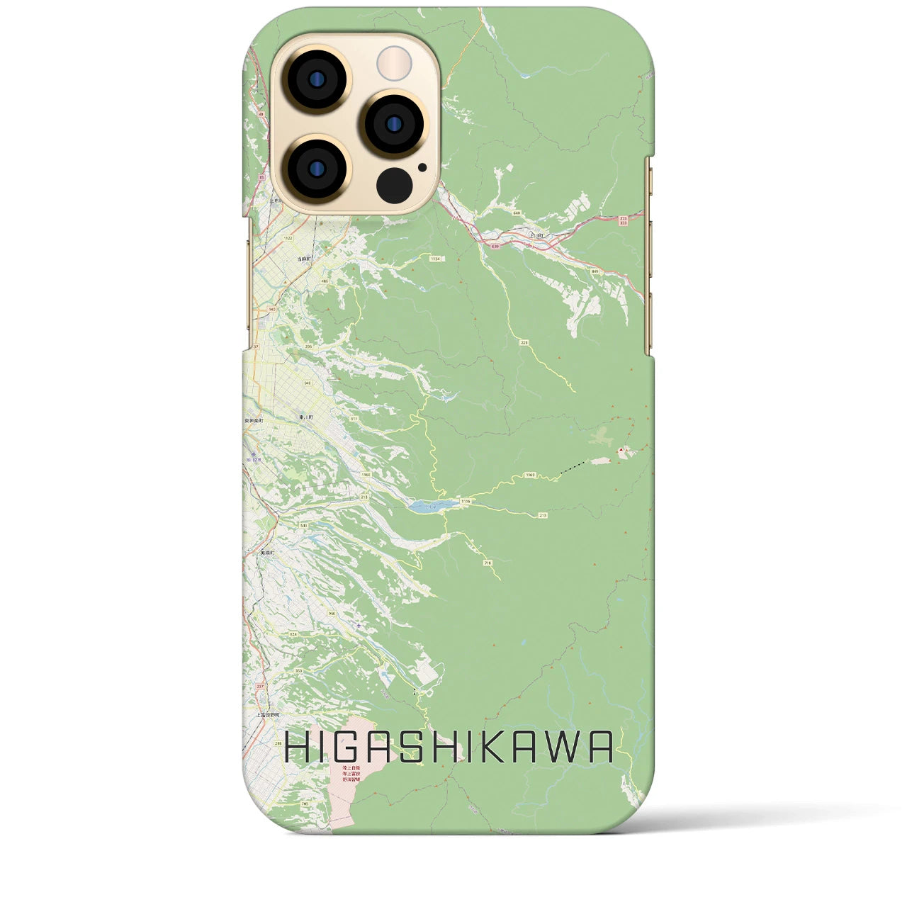 【東川(北海道)】地図柄iPhoneケース(バックカバータイプ)