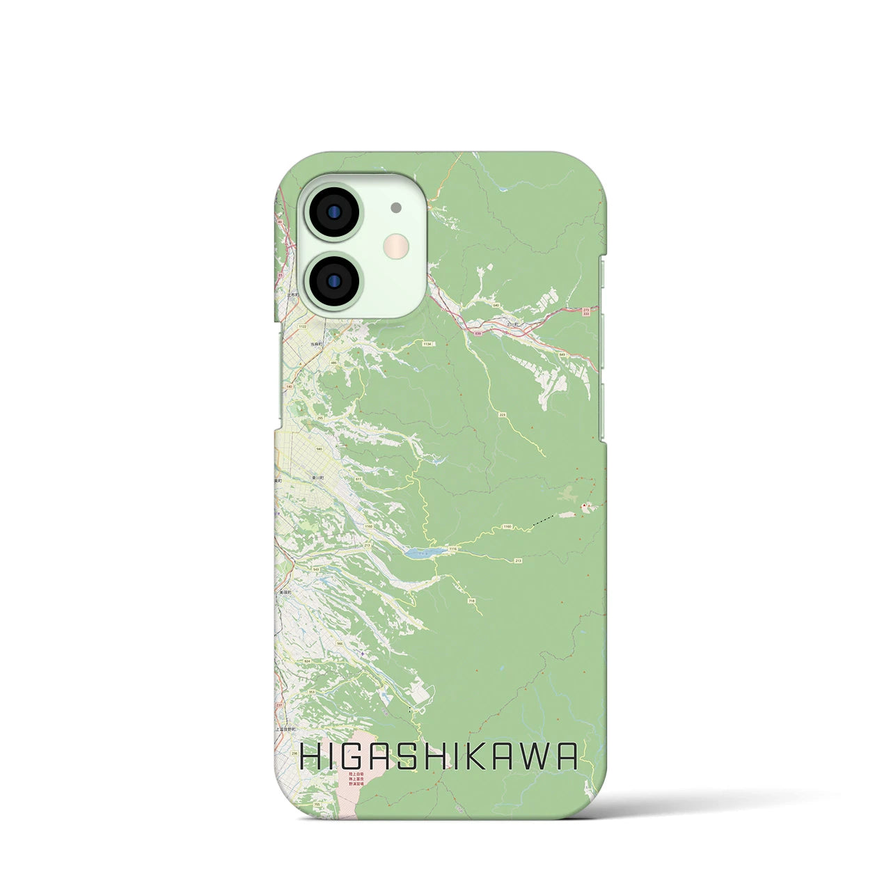 【東川(北海道)】地図柄iPhoneケース(バックカバータイプ)