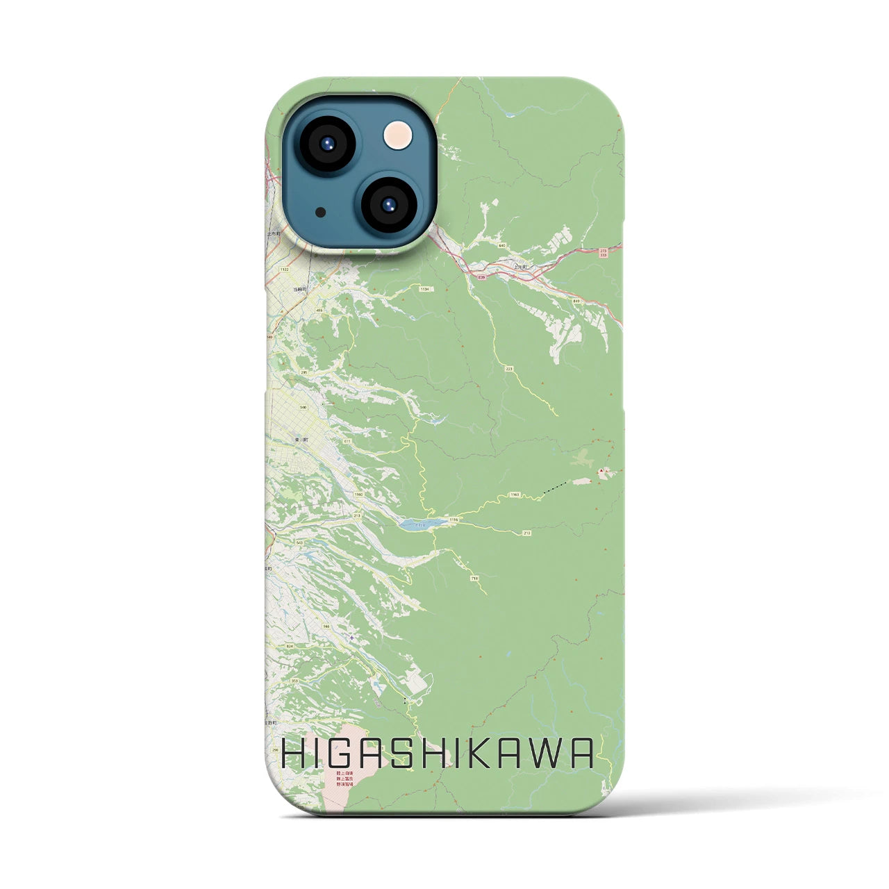 【東川(北海道)】地図柄iPhoneケース(バックカバータイプ)