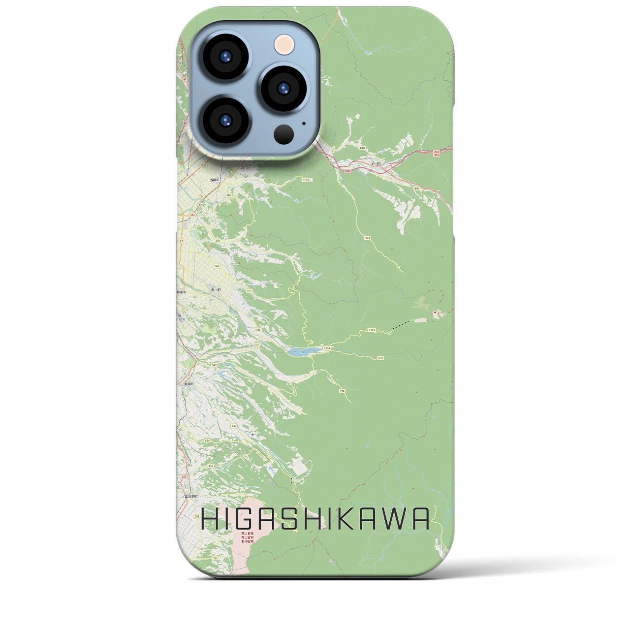 【東川(北海道)】地図柄iPhoneケース(バックカバータイプ)