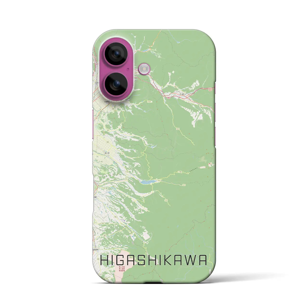 【東川(北海道)】地図柄iPhoneケース(バックカバータイプ)