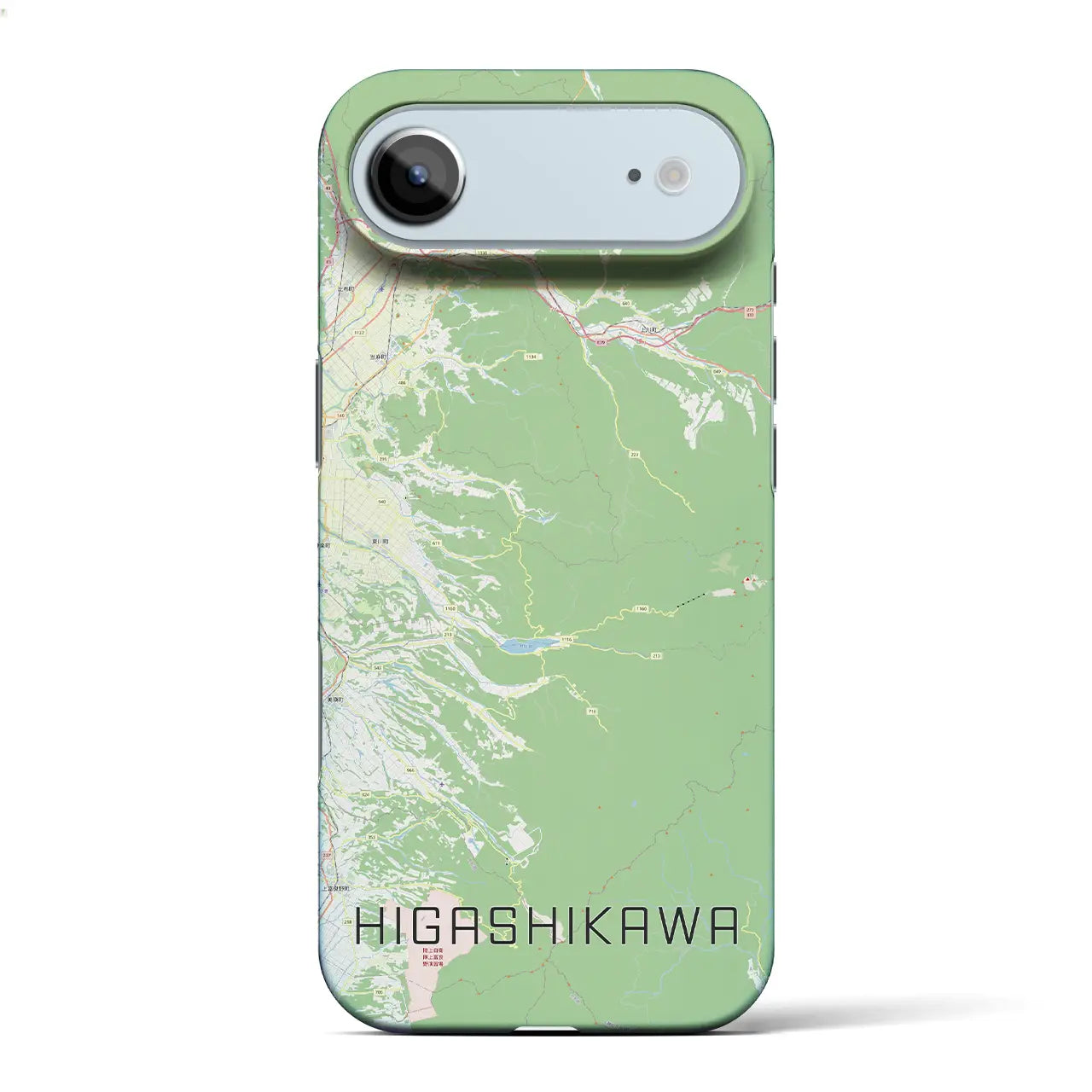 【東川(北海道)】地図柄iPhoneケース(バックカバータイプ)ブラック・iPhone 17 Pro Max 用