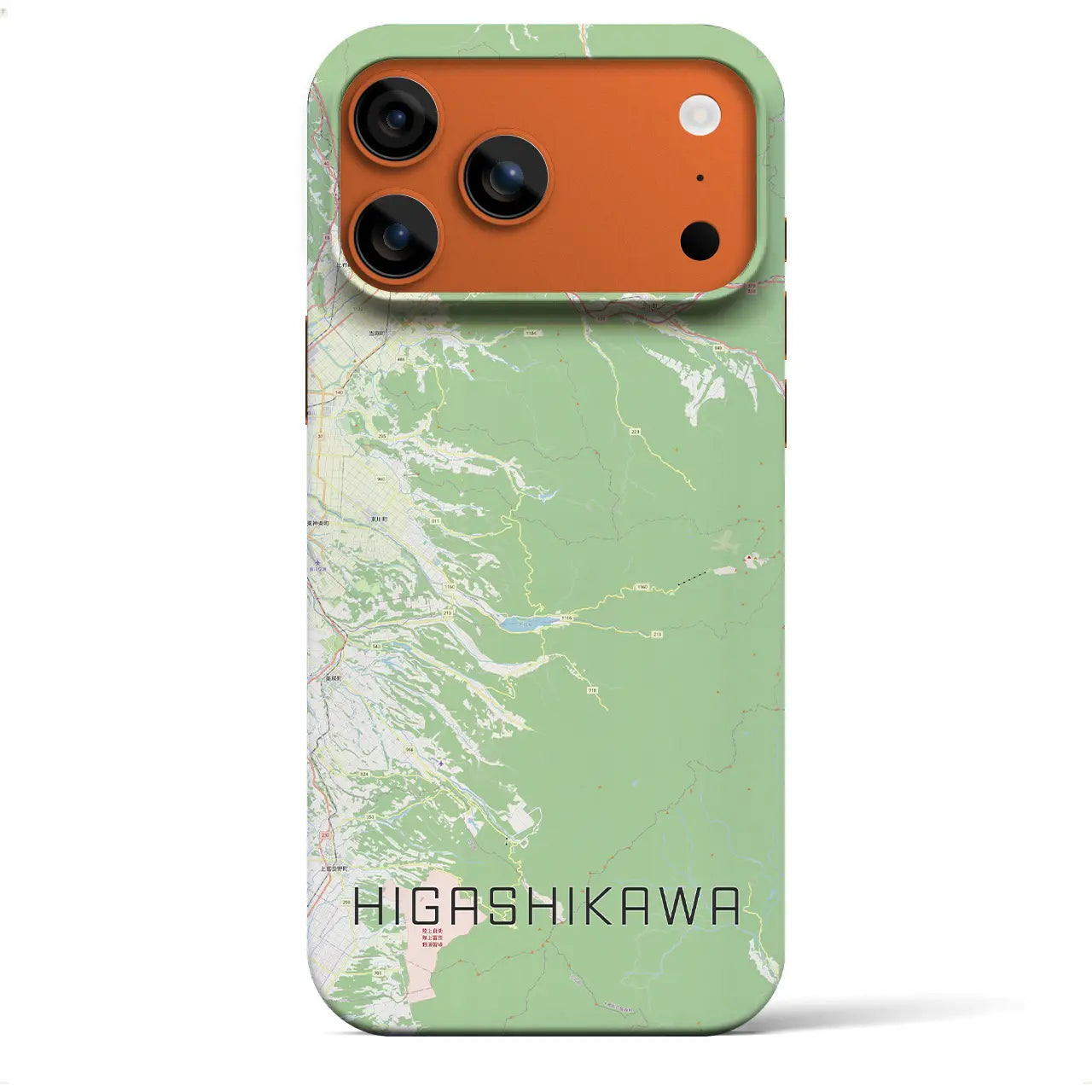 【東川(北海道)】地図柄iPhoneケース(バックカバータイプ)