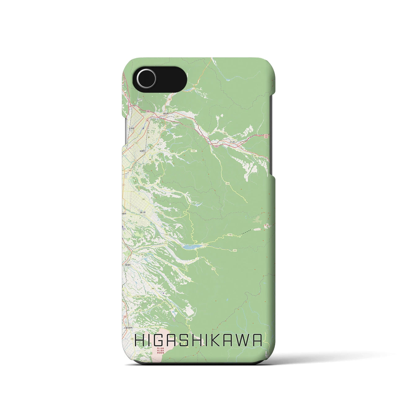 【東川(北海道)】地図柄iPhoneケース(バックカバータイプ)