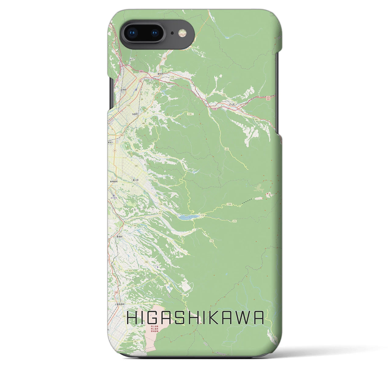 【東川(北海道)】地図柄iPhoneケース(バックカバータイプ)