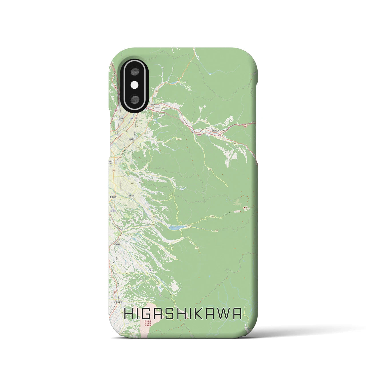 【東川(北海道)】地図柄iPhoneケース(バックカバータイプ)