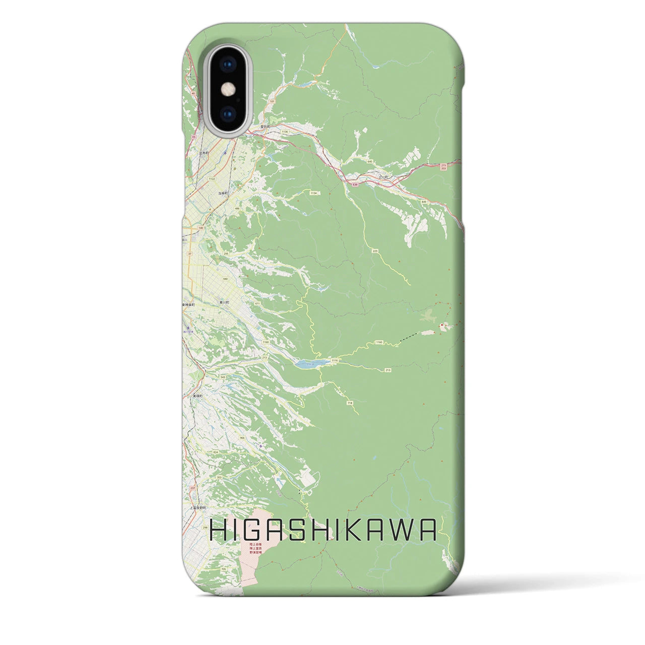 【東川(北海道)】地図柄iPhoneケース(バックカバータイプ)