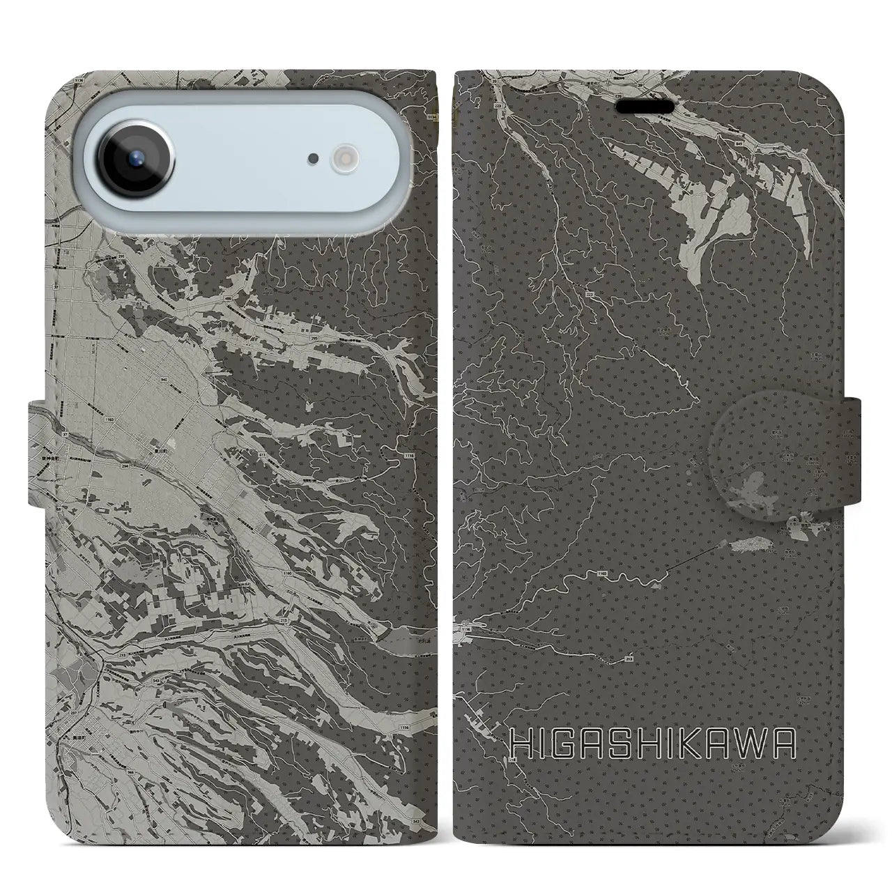 【東川(北海道)】地図柄iPhoneケース(手帳タイプ)