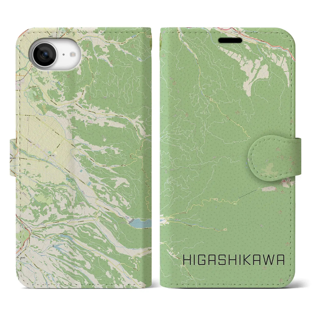 【東川(北海道)】地図柄iPhoneケース(手帳タイプ)