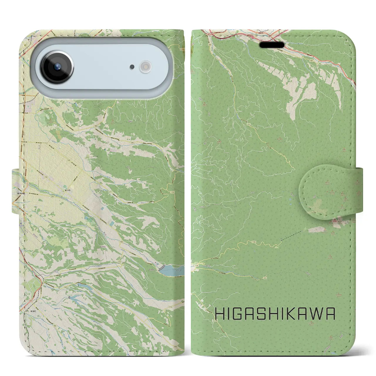 【東川(北海道)】地図柄iPhoneケース(手帳タイプ)