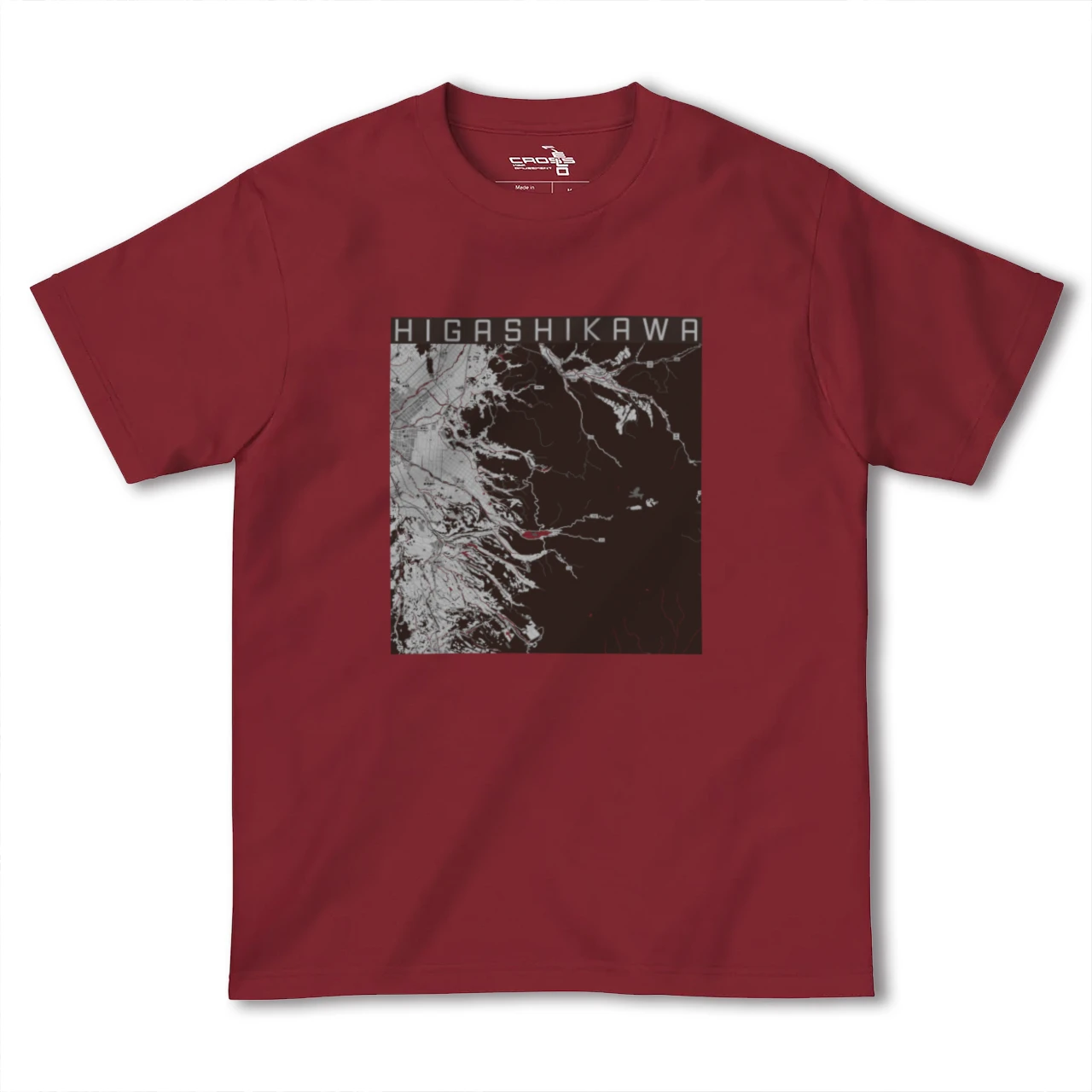 【東川(北海道)】地図柄ヘビーウェイトTシャツ