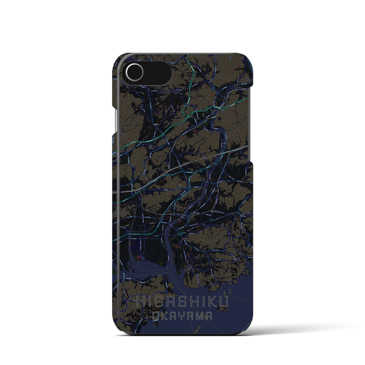 【東区(岡山市)】地図柄iPhoneケース(バックカバータイプ)