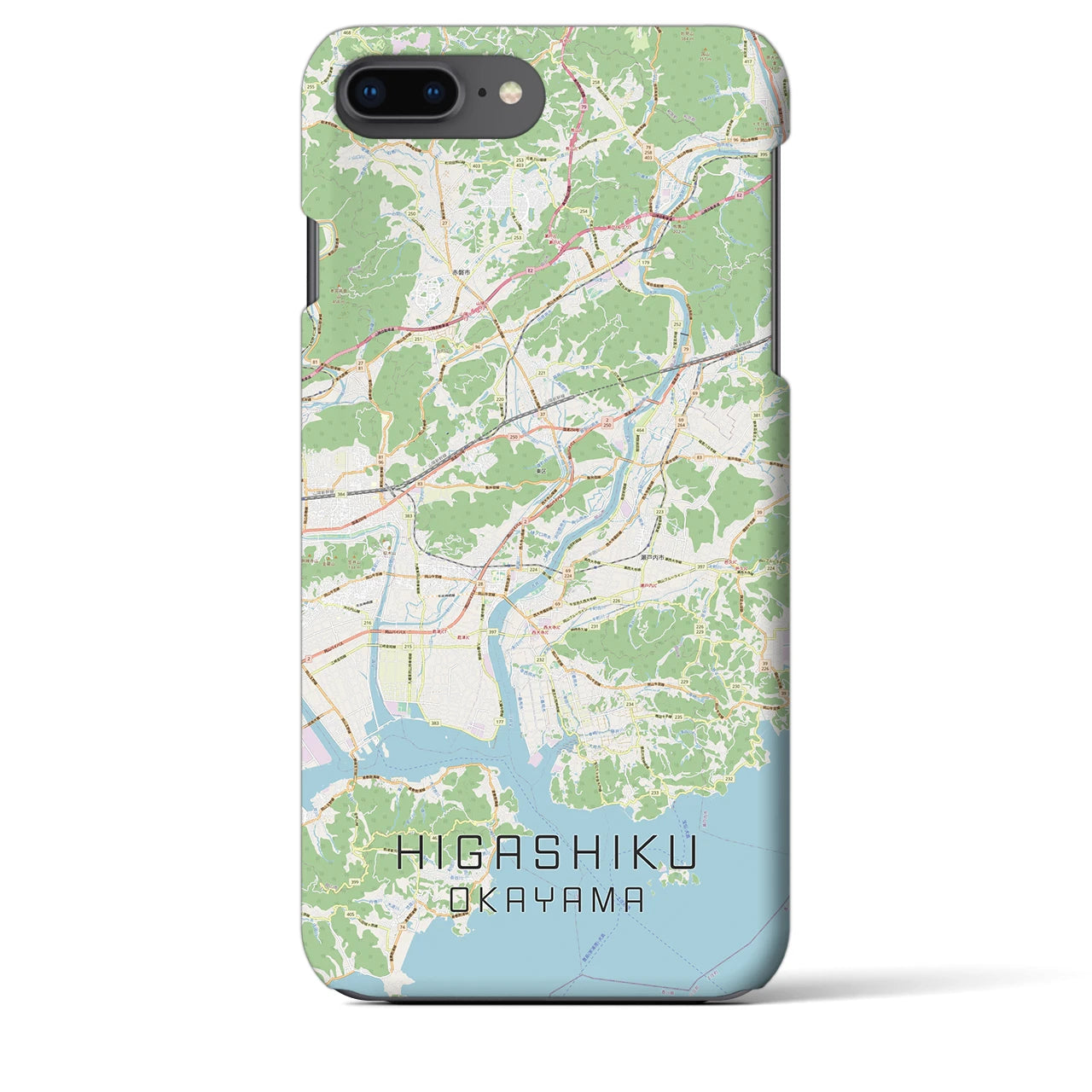 【東区(岡山市)】地図柄iPhoneケース(バックカバータイプ)