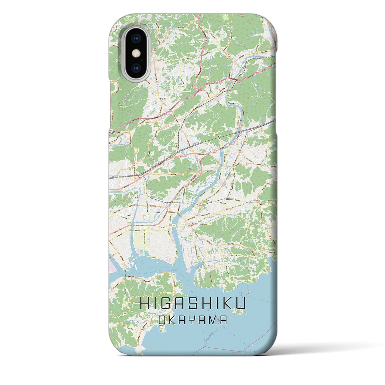 【東区(岡山市)】地図柄iPhoneケース(バックカバータイプ)