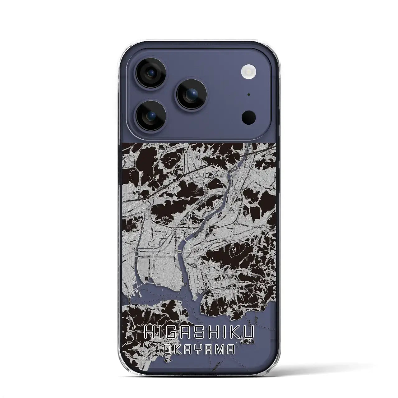 【東区(岡山市)】地図柄iPhoneケース(クリアタイプ)モノトーン・iPhone 17 Pro Max 用